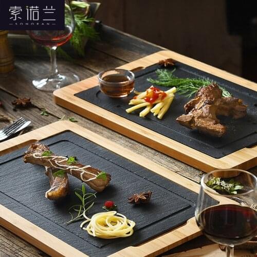 20% NEW Nordic Creative Western Plate Page Rock Plate Bamboo Tray Dessert Count Heart Plate Stone Tray Steak Pizza Plate