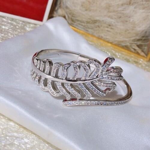 New Hot Brand Pure 925 Sterling Silver Jewelry For Women Feather Bangle Bowknot Bangle Wedding Jewelry Engagement 925 Bracelet