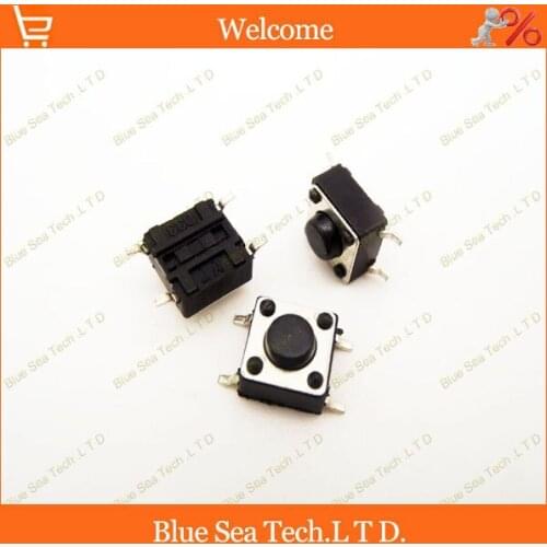 Sample,100pcs 6*6*4.3mm Round Tactile Push Button Switch/Micro switch,6X6X4.3MM SMD button switch black
