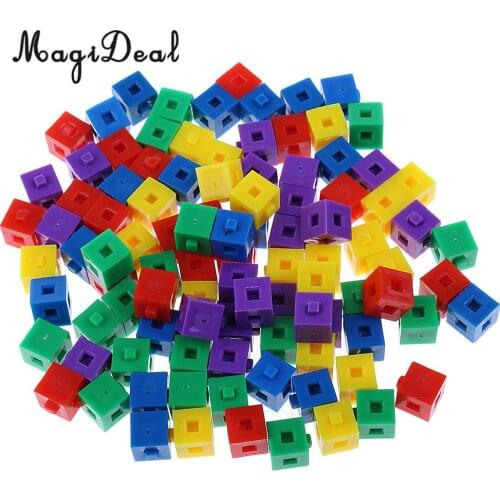 MagiDeal 100Pcs/Pack Plastic Kids Children Stacking Cube Building Kit Pop Linking Cubes for Party Fun Intelligence Toy 1cm
