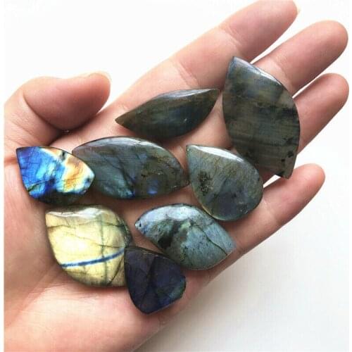 10pcs NEW Natural Blue Golden Labradorite Slice Pendants Mixed Leaf Shape DIY Jewelry Making Natural Quartz Crystals