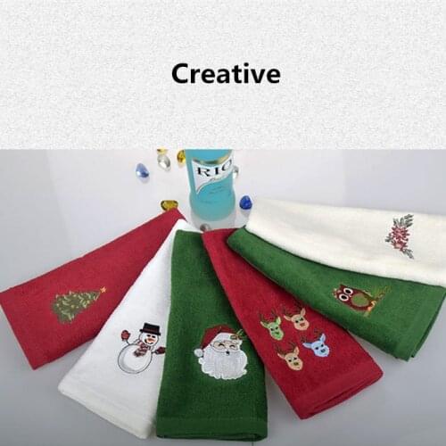 18pcs Decorative Luxury Hand Towel Santa Claus Christmas Towel Gift Embroidered Snowman Santa Claus Towel Bath Kitchen Towels