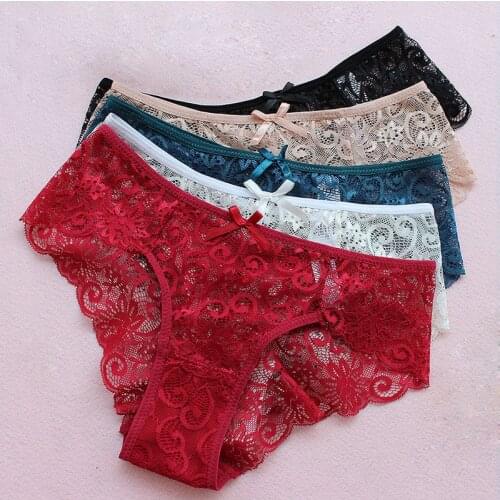 VU093 Plus Size Transparent Panties Lace Sexy Women Underwear Low-Rise Breathable Briefs Large Size Female Lingerie