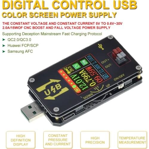 XY-UDP Digital USB DC DC Converter CC CV 0.6-30V 5V 9V 12V 24V 2A 15W Power Module Desktop Adjustable Regulated power supply