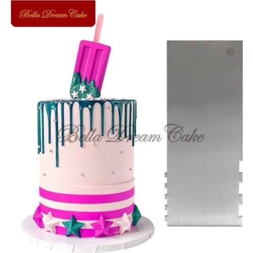 Double Side Stripe Design Stainless Steel Scraper Cake Spatulas Buttercream Smoother Cake Comb Cake Decorating Tool Bakeware