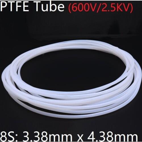 8S 3.38mm x 4.38mm PTFE Tube T eflon Insulated Rigid Capillary F4 Pipe High Temperature Resistant Transmit Hose 600V White