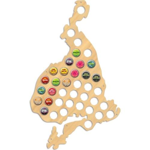 Vestmannaeyjar Shaped Beer Cap Map Iceland Westman Islands Wine Cap Collector Wood Map Display Wall Art Geographical Home Decor