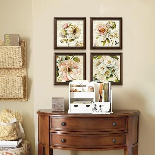 Vintage Flower Stamp Home Decor Nordic Canvas Poster Wall Art Print Living Room Bedroom Picture Retro Rose American Painting