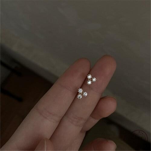 925 Sterling Silver Korean Version 14k Gold Earrings For Women Pavé Zircon Triangle Earrings Fashion Classic Student Jewelry