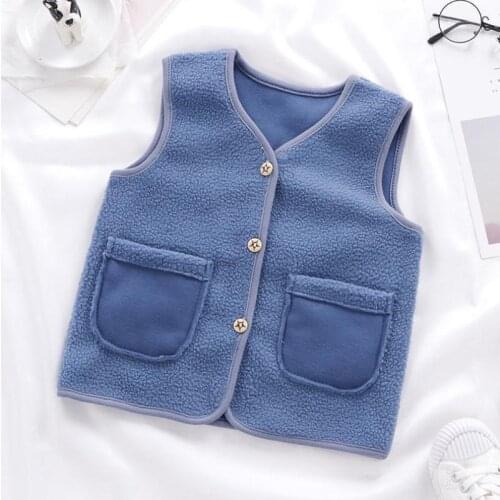 Girls' vests boys' autumn and winter plush vests childrens double-layer vests baby girls winter clothes kids girls' vests