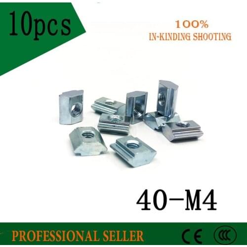 10pcs M4 T Sliding Nut 40-M4 Square Block Nuts Aluminum Profile Accessories for 4040 Series Groove Slot 8