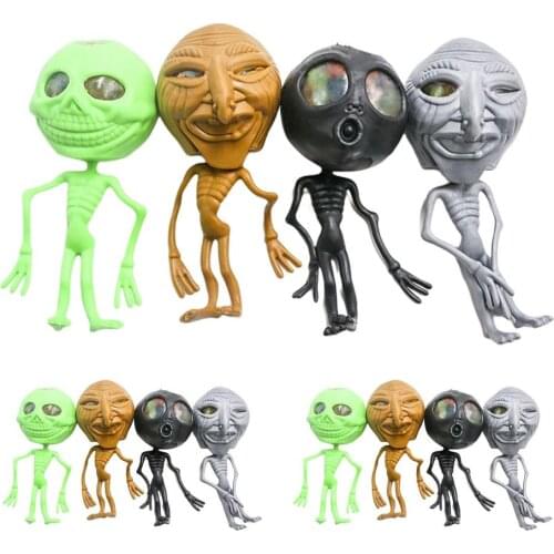 12PCS Soft Toy TPR Halloween Non-Sticky Squeeze Grape Ball Funny Alien Relieve Pressure Balls Stress Relief Squeeze Grape Balls