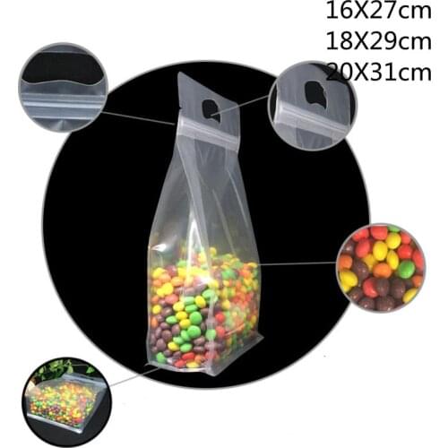 50pcs/lot Transparent Portable Stand Up Ziplock Bag Eight-side Sealing Packaging Bag Coffee Snack Cookie Biscuit Outside Pouches