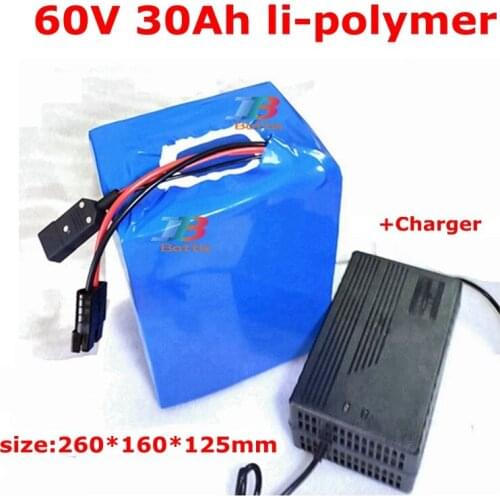 60v 30ah li-polymer electric bicycle battery pack 30Ah 60v 2000w 2500W with BMS 45A discharge battery + 67.2V 3A charger