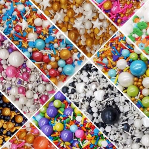 85g Colorful round beads Edible Sugar Beads Pearl Sugar Balls DIY Cake Baking Sprinkle Sugar Balls Wedding Cake Decoration Donut