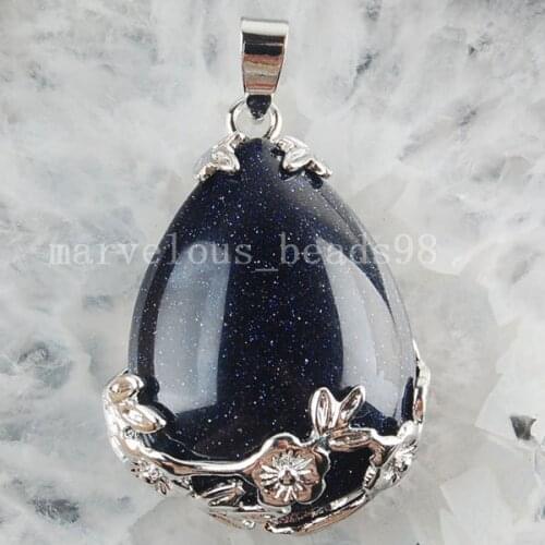 Free Shipping Beautiful jewelry Blue Sand Stone Water Drop Pendant Bead 1Pcs MC3101