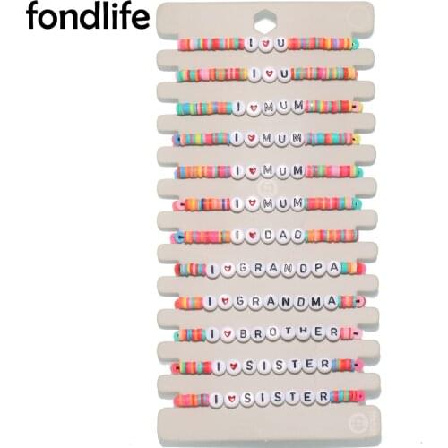 5mm Multicolor Rainbow Polymer Clay Heishi Beads Adjustable Bracelet Women Kid Family Love Handmade Mum Sister Grandma Jewelry