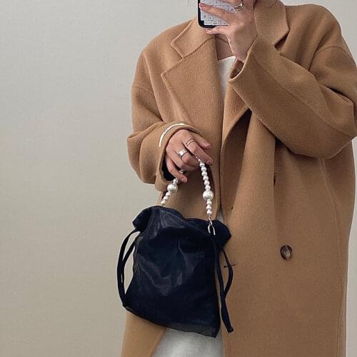 Elegant Luxury Design Ladies Purse Tote Fashion Female Mesh Shoulder Crossbody Bag Pearl Chain Women Small Drawstring Handbags