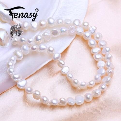 FENASY Genuine Natural Freshwater Baroque Pearl Necklaces For Women Pearl Jewelry Short Choker Necklace Party Female Accessories