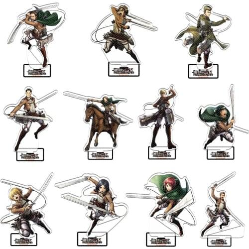 1 Pcs Japan Anime Attack on Titan Character Eren Levi Ackerman Acrylic Figure Stand Cool Action Model Plate Desk Decor
