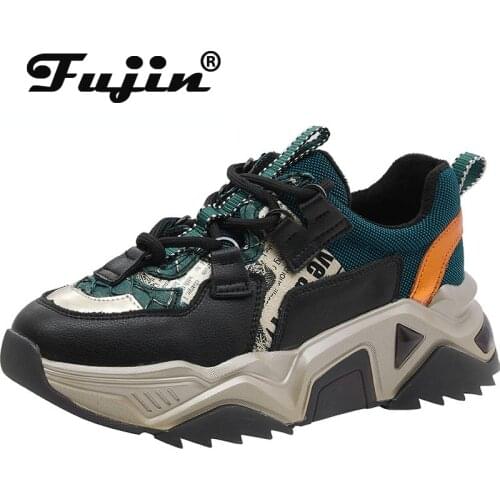 Fujin Chunky Sneakers 2021 Fashion Style Womens Mesh Breathable Platform Sneakers Women Ladies Chunky Shoes womens Footwear