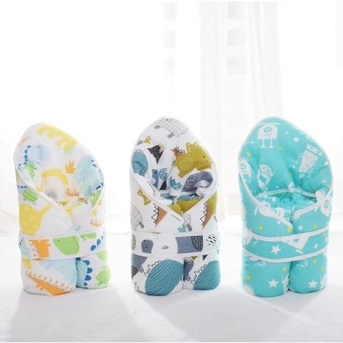 Cotton Baby Blanket Infant Cartoon Muslin Hooded Sleepsack Soft Envelop Swaddle Stroller Wrap For Newborn Baby Bedding Blankets