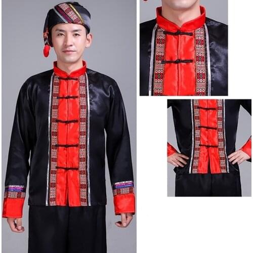 Hmong men clothes national Chinese folk dance thnic modern hmong clothes dance costumes classical hmong clothes design FF1973