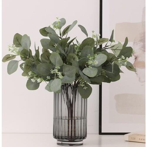 Artificial Plant Eucalyptus Branches Silk Leave for Home Wedding Decoration Indoor Vase Flower Arrangement Christmas Fake Flower