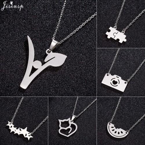 Jisensp Unique Vegan Pendant Necklace Vegetarian Symbol Stainless Steel Necklace for Women Vegetarian Vegetarian Jewelry Gift