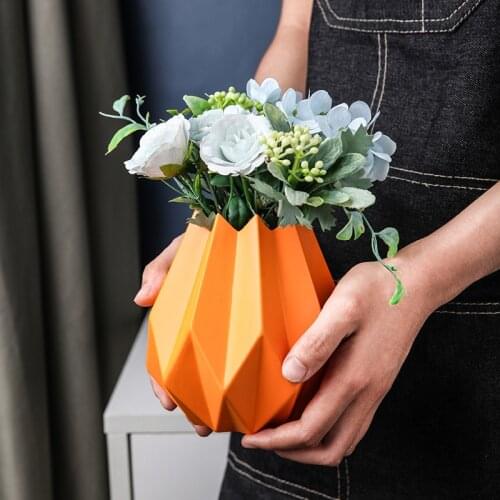 1pc Artificial Flower Ceramic Vase Hotel Office Home Decorative Vase Home Decor Table Vase