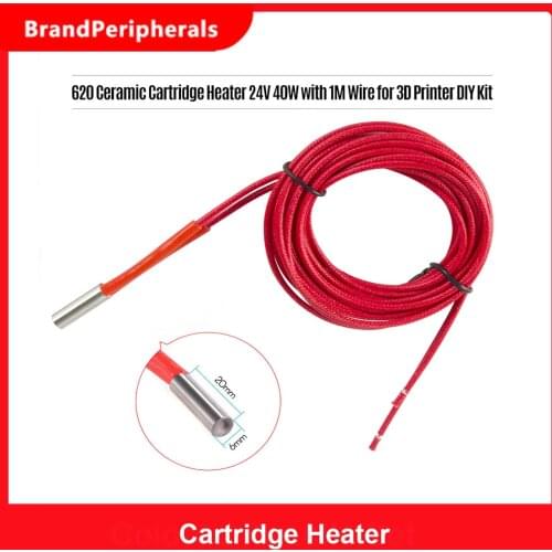 Creality 3D Ceramic Cartridge Heater 24V 40W 620 with 1M Wire for 3D Printer DIY Kit