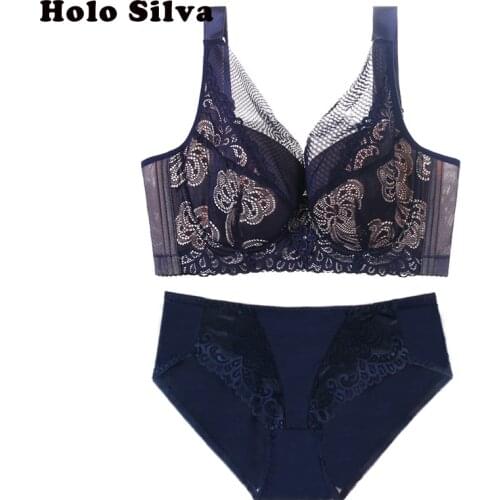 Plus Size 80-115 C D E F Cup Push Up Bras Set For Women Sexy Lingerie Panties and Bra Thin Cup Brassiere Set L-XXXL Size Panties