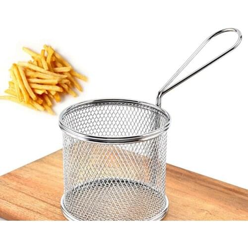 French Fries Basket Portable Stainless Steel Chips Mini Frying Basket Strainer Fryer Chef Kitchen Cooking Basket Colander Tools