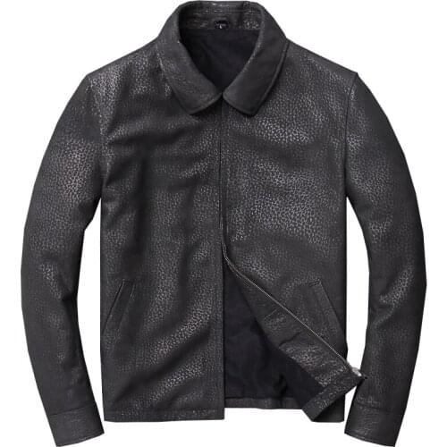 Free shipping.Men slim genuine leather jacket,Brand plus size mens sheepskin coat,father casual warm jacket,winter business