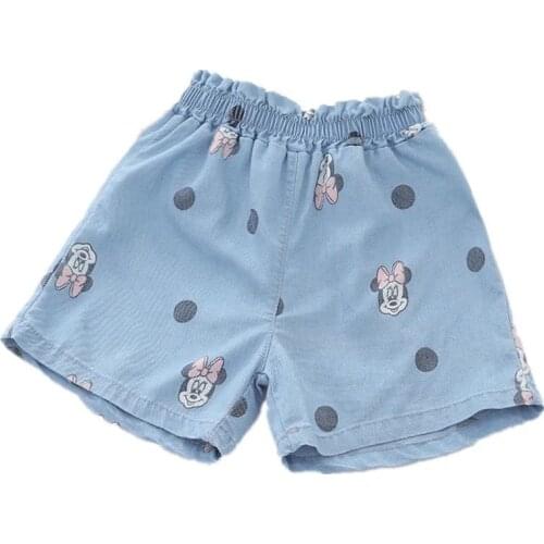Printing Silk New Summer Kids Thin Denim Shorts Girls Fashion Princess Jeans Children Pants Flower Baby Girl Clothing 2-10 Year