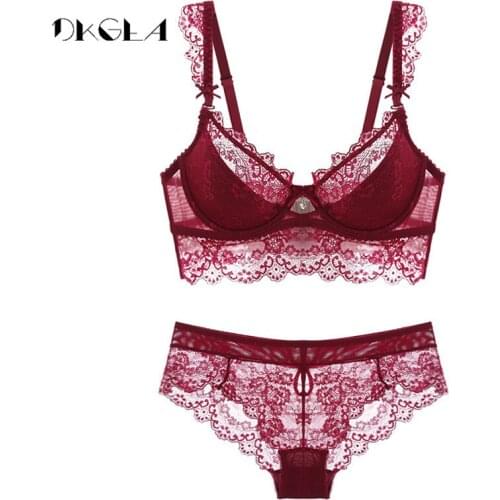 Fashion Black Lace Sexy Underwear Women Push Up Bra Set Plus Size B C D Cup Thin Cotton Comfortable Brassiere Lacy Lingerie Set