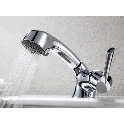 Fashion Polished Chrome Finished Pull Out Spout bathroom basin Kitchen Sink Mixer Tap Faucet BF099