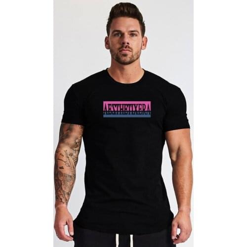 Muscleguys Fashion T Shirt Men Cotton compression Breathable Mens Short Sleeve Fitness Mens t-shirt Gyms Tee Tight Casual Tops