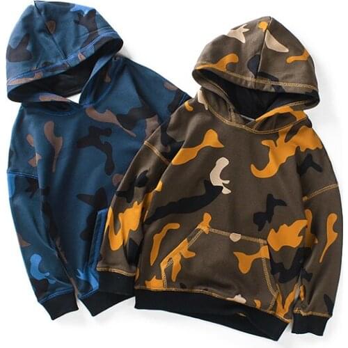 2020 new boys' Hoodie winter warm Sweatshirt camouflage fashion thickened 4-12 years old