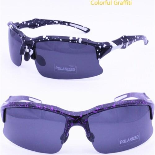 New arrival 055 quality TR90 frame UV400 polarized anti-slip outdoor colorful graffiti colorful light weight sporting sunglasses