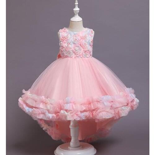 Flower Girl Dresses Cloudy Puffy Tulle Kids Dress Big Bow Baby Girl Birthday Party Gown Photo Shoot for Special