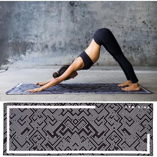 Digtal Print Black Yoga Mat Towel Mircofiber Sport Fitness Gym Exercise Pilates Workout Portable Training Cover Blanket