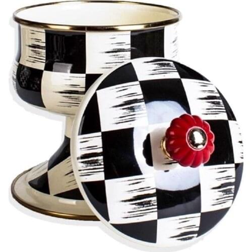 Glassware Cream-Black Enameled Sugar Bowl