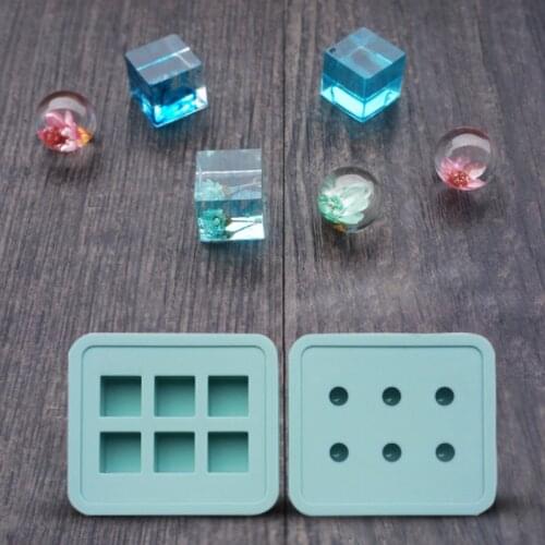 Rectangle Silicone Beads Mould Square Ball 6 Hanging Holes DIY Epoxy Jewelry Mold resin molds for jewelry