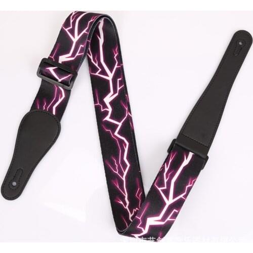 Red Lightning Pattern Guitar Strap Electric Guitar Acoustic Guitar Folk Guitar Bass Strap