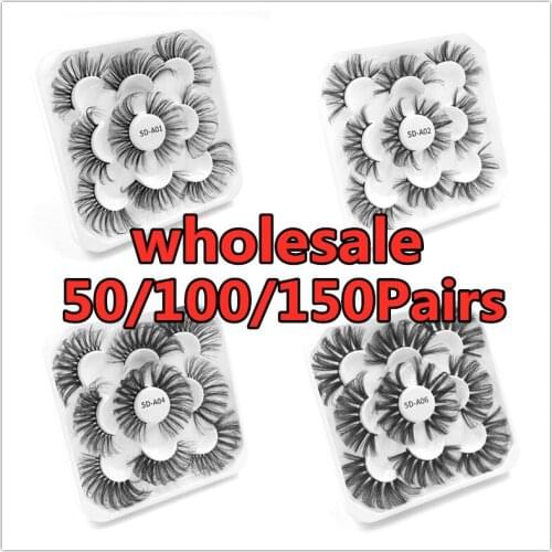 Wholesale 50/100/150 Pairs faux mink eyelashes 25mm lashes fluffy 5D lashes wholesale natural false eyelashes extension Handmade