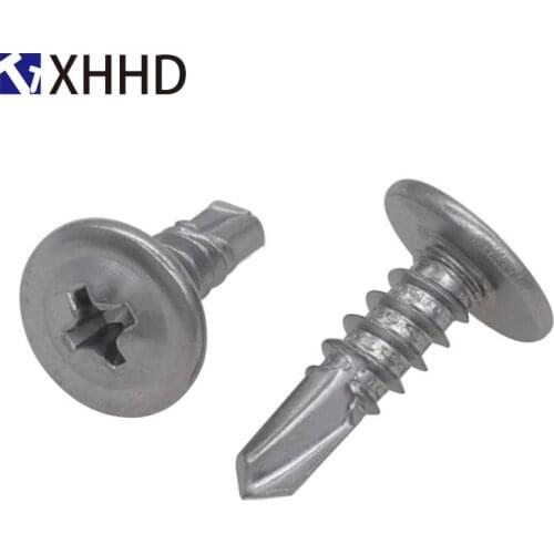 Stainless Steel Phillips Cross Recessed Thread Truss Head Drill Tail Self Tapping Screw Thread Flat Self Drilling Bolt M4.2 M4.8