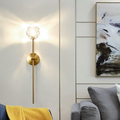 Modern American Creative Luxury Crystal Wall Lamp for Bedroom Nightstand Living Dining Room Indoor Simple Mirror Wall Deco Light