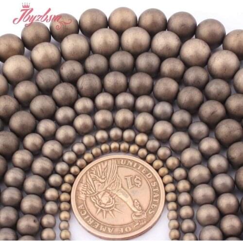 Light Gold Hematite Beads Round Frost Stone Spacer Beads 2.3.4.6.8.10mm for DIY Women Men Jewelry Making Necklace Bracelet 15"