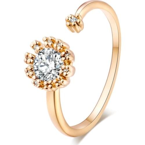 Titanium Stainless Steel Rings For Women Wedding Ring Double Cubic Zirconia Fashion Jewelry Wholesale Adjustable Crystal Female